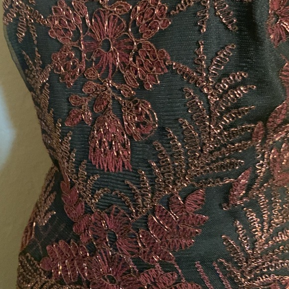 Tadashi Shoji Deep Burgandy  & Black Lace Magnificent Gown.  Sz 8 - Picture 9 of 13